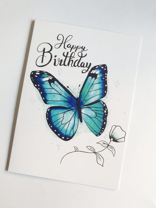 Blue Butterfly Birthday Card