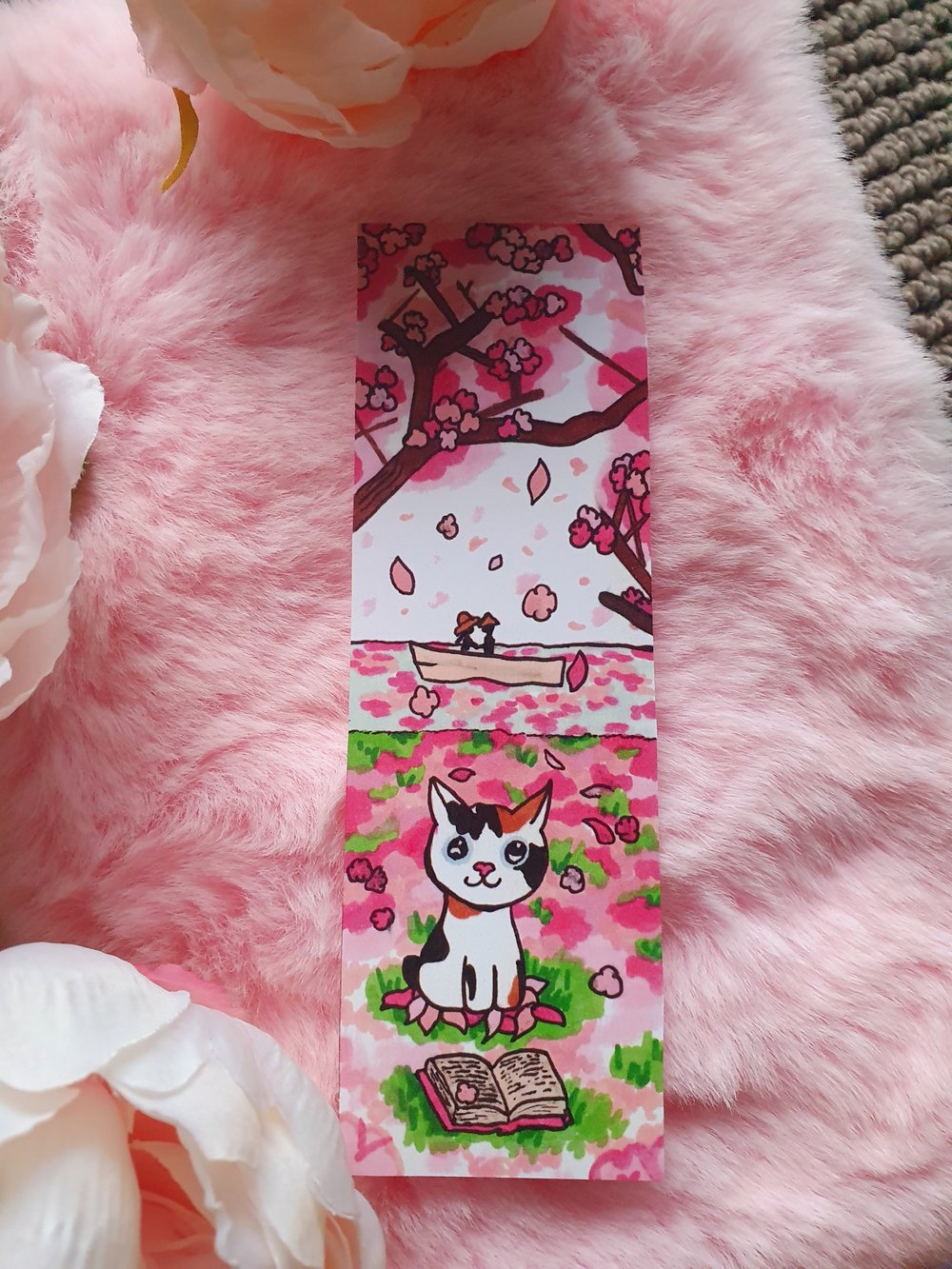 Cherry Blossom Kitten Bookmark